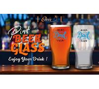 OM SUPPLIES Best Dad Ever Tulip Pint Beer Glass Fathers Day Gift Birthday Christmas Drinking Glass Beer Glass Double Side Print