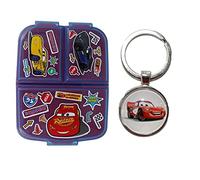 OM SUPPLIES Car Reusable Sandwich Lunch Box 3 Multi Compartment Kids Children School with Cars Keychain