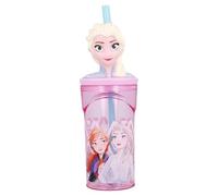 OM SUPPLIES Frozen 3D Figurine Cartoon Characters Reusable Tumbler Childrens Drinking Cup Reusable Straw 23 x 7.5 x 7.5cm (Frozen)