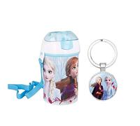 OM SUPPLIES Frozen II Blue Forest Pop Up Water Bottle Drink Bottle Flask with Neck Cord for Easy Carry School Lunch Kids Childrens 450ml Includes Frozen Keychain