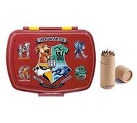OM SUPPLIES Harry Potter Sandwich Lunch Snack Box Kids Children School Includes Half Size 12pcs Pencil Set (Harry)