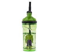OM SUPPLIES Hulk 3D Figurine Cartoon Characters Reusable Tumbler Childrens Drinking Cup Reusable Straw 23 x 7.5 x 7.5cm (Hulk)