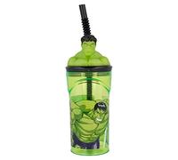 OM SUPPLIES Hulk 3D Figurine Cartoon Characters Reusable Tumbler Childrens Drinking Cup Reusable Straw 23 x 7.5 x 7.5cm (Hulk)