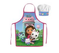 OM SUPPLIES Iconic TV Cartoon Characters Kids Children Cooking Baking Apron and Chef Hat Set Aprons for Children Boys & Girls Christmas Birthday Gift (Gabby's)