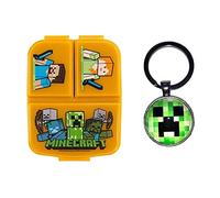 OM SUPPLIES Minecraft Reusable Sandwich Lunch Box 3 Multi Compartment Kids Children School Includes Minecraft Keychain (Minecraft)