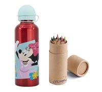 OM SUPPLIES Minnie Characters Aluminium Sports Bottle 530ml - Holiday, Back to School Water Drinking Kids Lunch Children Includes Half Size 12pcs (Minnie)
