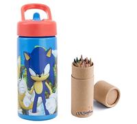 OM SUPPLIES Sonic Reusable Sipper Water Bottle Drink Bottle with built-in handle for Easy Carry School Lunch Kids Childrens 410ml (Sonic)