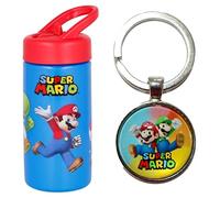 OM SUPPLIES Super Mario Reusable Sipper Water Bottle Drink Bottle with built-in handle for Easy Carry School Lunch Kids Childrens 410ml (Super)