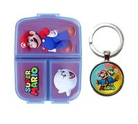 OM SUPPLIES Super Reusable Sandwich Lunch Box 3 Multi Compartment Kids Children School Includes Mario Keychain (Mar)