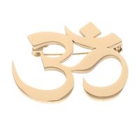 Om Symbol Brooch Pin Vintage Finish Stainless Steel Gold