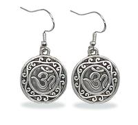 Om Symbol Earrings with Sterling Silver 925 Hooks for Hippy Chicks, Spiritual events and Festival Wear Om Ohm Aum Sign