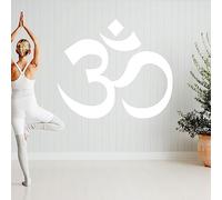 Om Symbol - Yoga Meditation - Studio Wall Art Sticker [Large] [White]