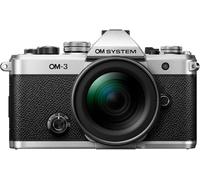 OM System OM-3 Mirrorless Camera in Silver with 12-45mm F4 Pro Lens