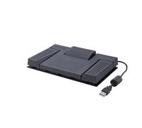 OM SYSTEM RS28N Professional USB 3-Pedal Foot Switch for Transcription | Hands-free foot pedal control with 1.8m cable, non-slip ergonomic design, compatible with major dictation software