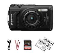 OM SYSTEM Tough TG-7 Digital Camera - Black | Waterproof 12MP Outdoor Adventure Camera w/ 4K Video, Travel Camera for Hiking, Snorkeling w/Extra Rechargeable Li-ion Battery & 64GB Memory Card Bundle
