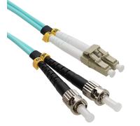 OM3 Aqua Fibre Optic ST LC Duplex MM 50 125 Patch LSZH Cable 2m