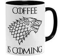 OM3 Coffee is Coming Statement Mug with Saying Ceramic Mug 11 oz 325 ml Printed on Both Sides Black