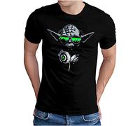 OM3® DJ-YODA T-Shirt | Men's | Deejay Headphones Party Club Music Beat Turntables | S - 5XL, black, XXL
