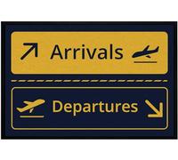 OM3® Funny Doormat with Saying | Airport - Arrivals Departures - Airport Style I | Non-Slip & Washable | 60 x 40 cm |