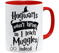 OM3 Hogwarts wasn't hiring so I teach muggles instead coffee mug, ceramic mug, 11 oz, 325 ml, printed on both sides, red
