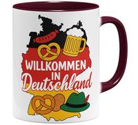 OM3® Naturalisation Gift Coffee Mug "Herzlich Willkommen in Deutschland" (German Language) - Immigration - Ceramic Mug - 325 ml - Printed on Both Sides - Borde