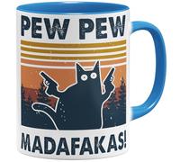 OM3® Pew Pew Madafakas Mug II Ceramic Mug 11 oz 325 ml Printed on Both Sides Light Blue