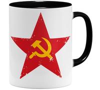 OM3® Soviet-Star Mug with Hammer and Sickle Ceramic Mug 11 oz 325 ml Printed on Both Sides Black