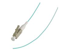 OM4 Fibre Optic LC Pigtail Simplex MM 50 125 Splicing LSZH Cable 1m Aqua