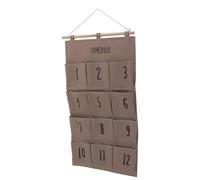 Omabeta 12 Pockets Hanging Organizer Attractive Fabric Wall Hanging Storage Bag for Dormitory Students Canvas Solid Wood 14.6 X 28.7in (B)