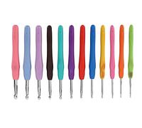 Omabeta 12Pcs Crochet Hooks Set Ergonomic Soft Rubber Handle for Knitting