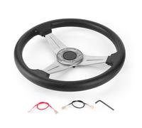 Omabeta 14 Inch 350mm Racing Steering Wheel, Universal PU Drift Sport (Silver)