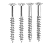 Omabeta 4 Pcs Neck Plate Mounting Screws, Silver Metal Guitar Replacement Screws for Neck Plate Mounting, for US Standard Series Deluxe Guitars