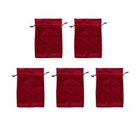 Omabeta 5PCS Luxury Velvet Drawstring Gift Bags for Jewelry Storage, Soft Velvet Pouch Set for Tarot Cards Dice Rune Stones Bracelets Candies Marbles Gifts (Red)