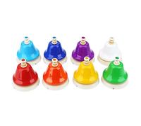 Omabeta 8 Note Hand Bells Set, Musical Instrument Toy with Colorful Metal Plastic Bells and Note Guidance for Kids Children Music Learning