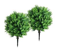 Omabeta Artificial Eucalyptus Topiary Ball Tree Realistic Greenery Shrub for Garden Patio Decor - 2PCS 17.7 Inch Fake Plant