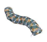 Omabeta Cat Tunnel Tube Wild Leaf Print Collapsible Thicken Portable Play Area for Small Pets - 25 X 125cm Polyester