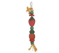 Omabeta Chewing Toys Strawberry Shaped Wooden Bite Toy for Bird Cage Fun Activities 44cm Bright Colors