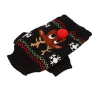 Omabeta Durable Dog Christmas Sweater Cute Elk Pattern Snow Sweaters for Small Medium Dogs, Easy to Wear and Take Off (Black)