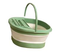 Omabeta Foot Bath Tub Foldable Thickened with Massage Point for Home Dormitory Plastic 15.55x13.39x7.48in (Green White)