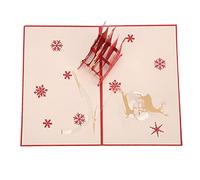 Omabeta Greeting Card with Three Dimensional Deer Cart Design for Christmas