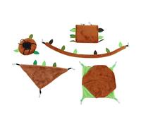 Omabeta Hamster Hammock Set, 5 Piece Multifunctional Plush Cloth Hanging Bed, for Guinea Pig Rat Sugar Glider Small Pet Cage Enrichment