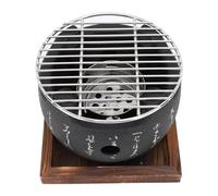 Omabeta Japanese Style BBQ Grill with Grill Rack, Mini Round Charcoal Stove, Rapid Heating for Outdoor Camping Family Gathering (L)
