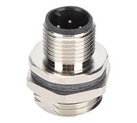 Omabeta M12 Panel Mounted Socket Connector with 4pin Plug Adapter for Industrial Use, Plated Brass, IP67, 1 Piece