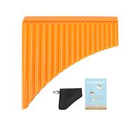 Omabeta Pan Flute, C Key Panpipe Musical Instrument with Padded Handbag and User Manual, for Children Adults Beginners Teaching Staff (Orange)