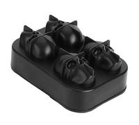 Omabeta Skull Shape Ice Mold Silicone Ice Tray for Home Bar Use, Flexible and Durable for Whiskey, Cocktail, 4 Grids, Black, 2 Pcs, Suitable for Kitchen Accessories