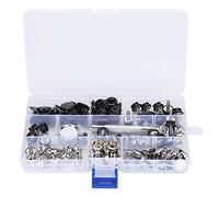 Omabeta Snap Fastener Kit Durable Tapping Tool for Canvas Repair and Home Use 40 Sets 10mm/15mm Black/White