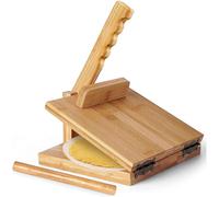 Omabeta Tortilla Press Wooden Dough Press Machine with 50 Parchment Papers, Manual Tortilla Maker for Homemade Pizza Naan Flatbreads