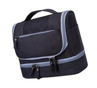 Omabeta Travel Makeup Bag Portable Double Zipper Makeup Organizer for Outing Business Trip, Cationic Oxford Fabric, 9.84 X 8.27 X 4.72in, 1 Applicable Scene (Black)