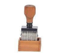 Omabeta Wooden Date Stamp Wheel Vintage Rolling Stamp for DIY Scrapbooking with Sliding Serrated Roller Adjustable Date Year Month Day Office School Home Use