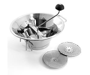 OMAC Heavy-Duty 33cm Stainless Steel Moulin Grater with 3 Disks, Moulin any Vegetable Mill Masher, Tomato/Potato Ricer